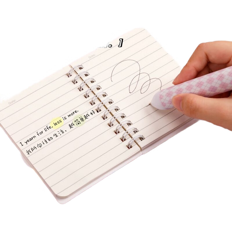 Блокнот Sijinianhua Pocket Magic Tape Binding Portable Cartoon Spiral Notebook, Portable Handheld Journal, Четыре книги - Персиковый сок