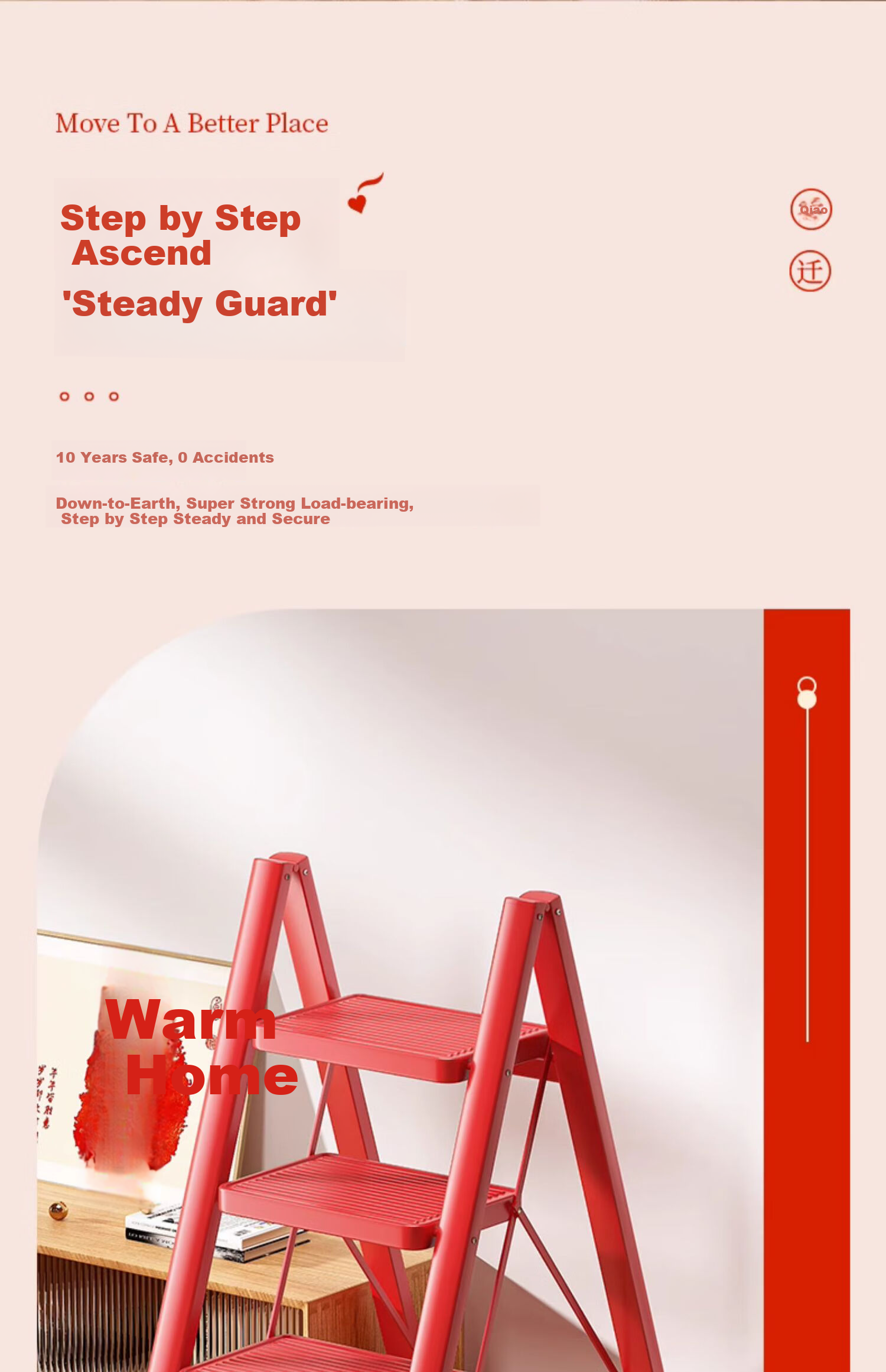 SHULIANG Ladder, Foldable Thickened A-Frame Ladder, Indoor Small Ladder Stool, Housewarming Step-By Ladder, Home Use Ladder 5