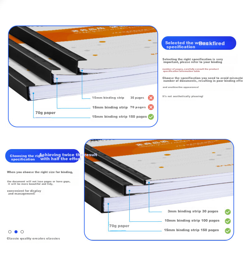 GOLDEN 10-Hole Binding Strips Plastic File Contract Binding Strips A4/5mm Black (100 pcs/Box) 4