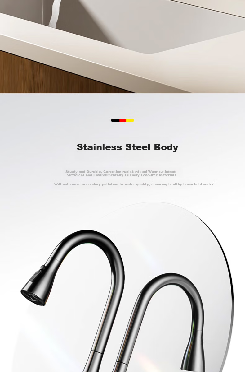 HOMK [Germany] Kitchen Faucet, Hot And Cold Vegetable Washing Sink, Pull-Out Faucet, Extendable Dishwashing Sink Faucet 13