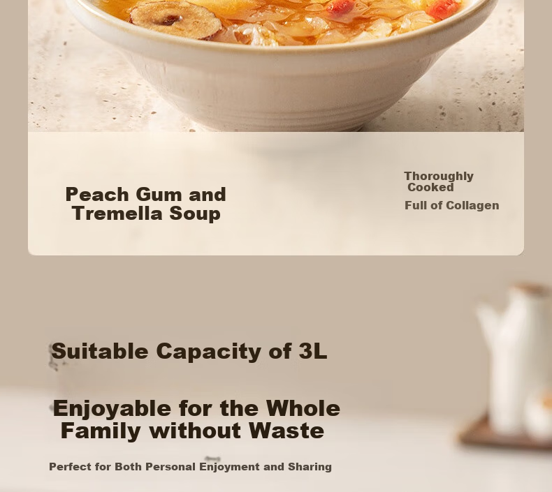 Joyoung Electric Stew Pot, Electric Clay Pot, Electric Stewing Cup, Soup Pot, High-Temperature Porcelain Bird's Nest Stew Pot, Porridge Cooking Tool, Specialized Pot for Stewing, 3L Large Capacity GD317 20