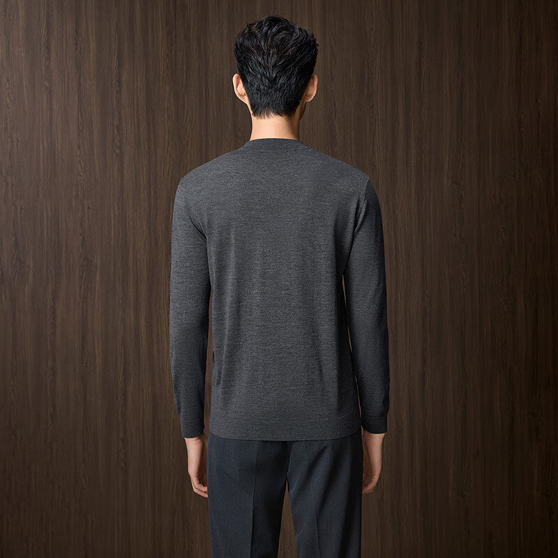 HLAHLA Machine Washable Pure Wool Men's Lightweight Business Fine Spun Knit Sweater Winter