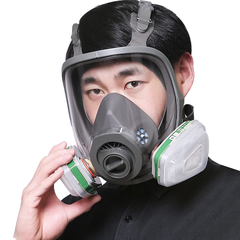 Leyoubaiyi Full Face Gas Mask for Ammonia and Organic Derivatives, Dual-Purpose Dust and Toxic Gas Respirator for Fertilizer and Chemical Plants