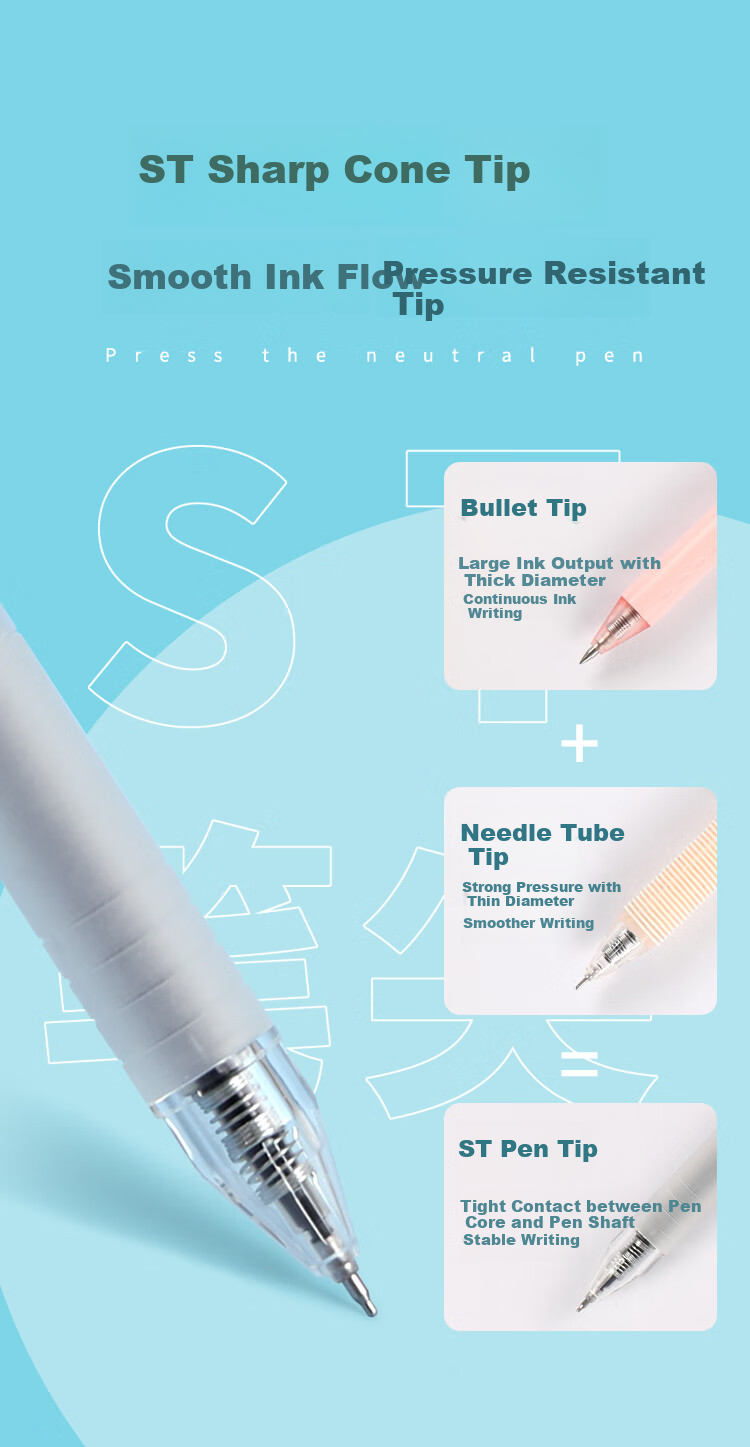 M&G Original Series ST Retractable Signature Pen, Smooth Gel Ink Pen, Neutral Pen, Black Retractable Style, 0.5mm AGP81405A, Pack of 6 2