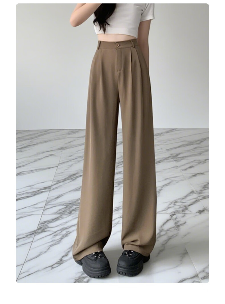 FitonTon Women's Casual Dress Pants Autumn Winter 2025 Fashion Versatile High-Waist Straight-Leg Slim Wide-Leg Trousers 10