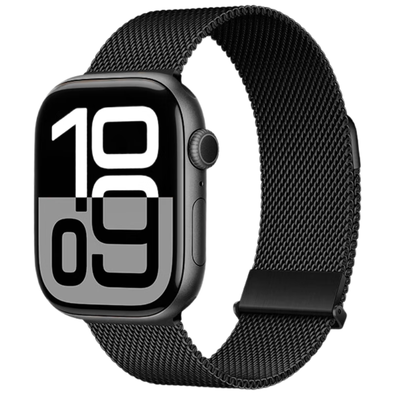 Biaodai Ge Milanese Loop Band for Apple Watch S10/9/11 Breathable Summer Strap for iWatch S8/7/SE/Ultra2/1/3 Black 45/46/49mm