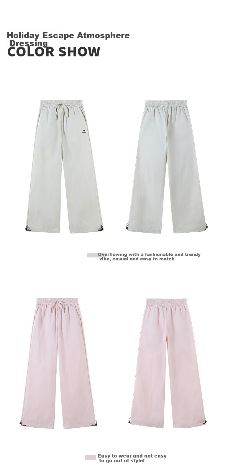 CAMEL [Mangyou] Women's Sports Pants, New Spring And Summer Lightweight Sun Protection Trousers, Loose Wide-Leg Straight Casual Long Pants 12