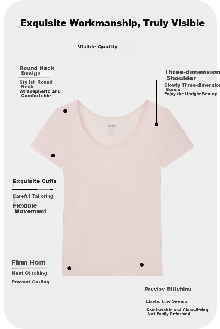 Yiershuang [60 Pieces 100% Pure Cotton] Women's Undershirt Short Sleeve Round Neck All-Cotton Soft Comfortable Base Shirt Pajama T-Shirt 3