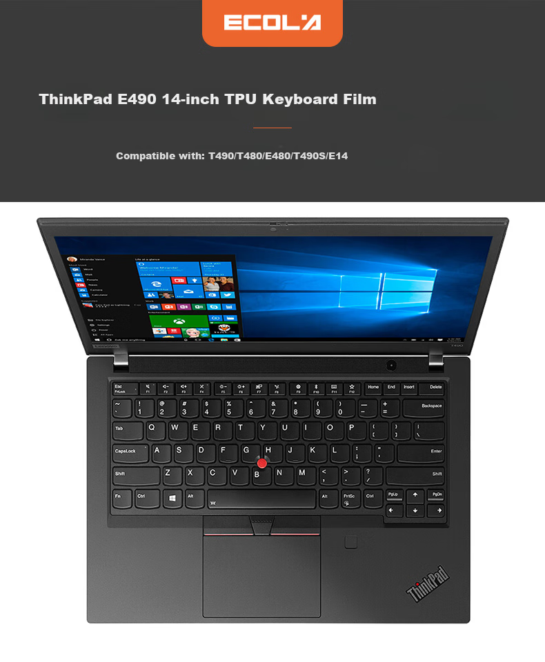ECOLA Lenovo Keyboard Cover for ThinkPad Wing 490/480 T490/T490S/L490/X1/T14.E14 TPU Invisible Keyboard Protective Film EB013 1