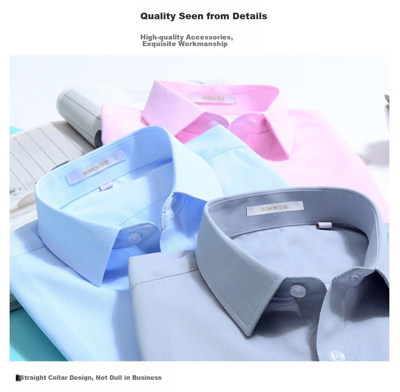 ROMON Short-Sleeve Shirt for Men, Summer Fashion Casual Solid Color Professional Workwear Versatile Dress Shirt D201 White Size 38 8