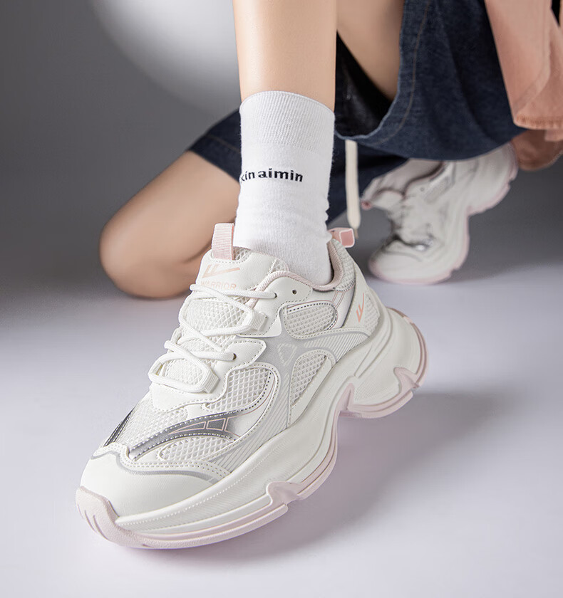 Warrior Women's Shoes 2026 New Breathable Mesh Comfortable Soft Sole White Sneakers Silver White Black Size 37 15