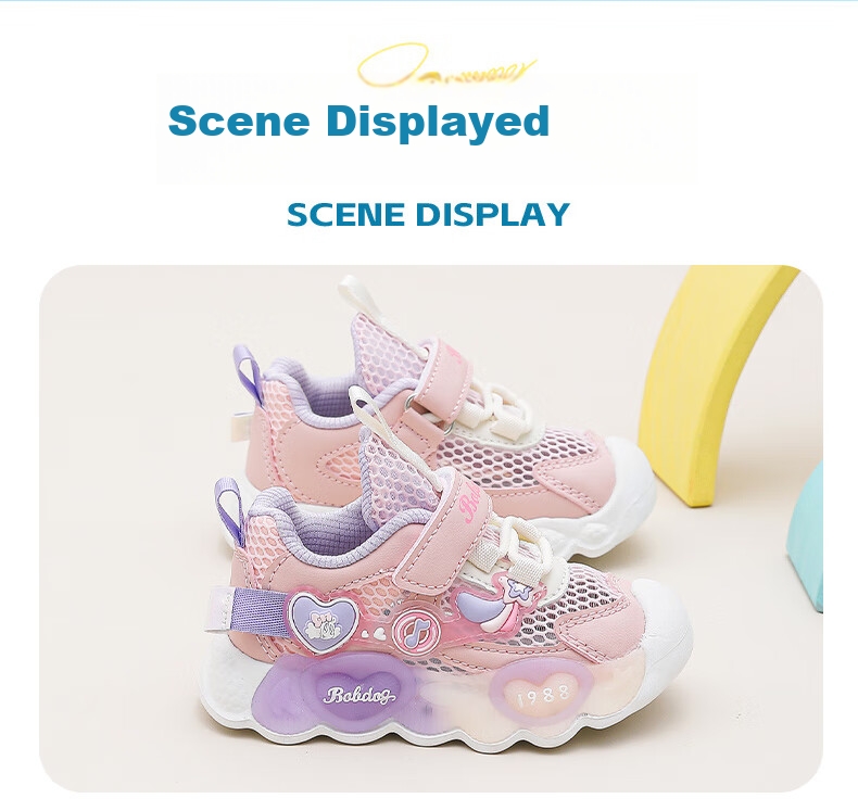 BOBDOG Girls' Light-Up Shoes, Summer Baby Mesh Shoes, Children's Walking Shoes, 103352076, Pink-Purple/white, Size 26 4