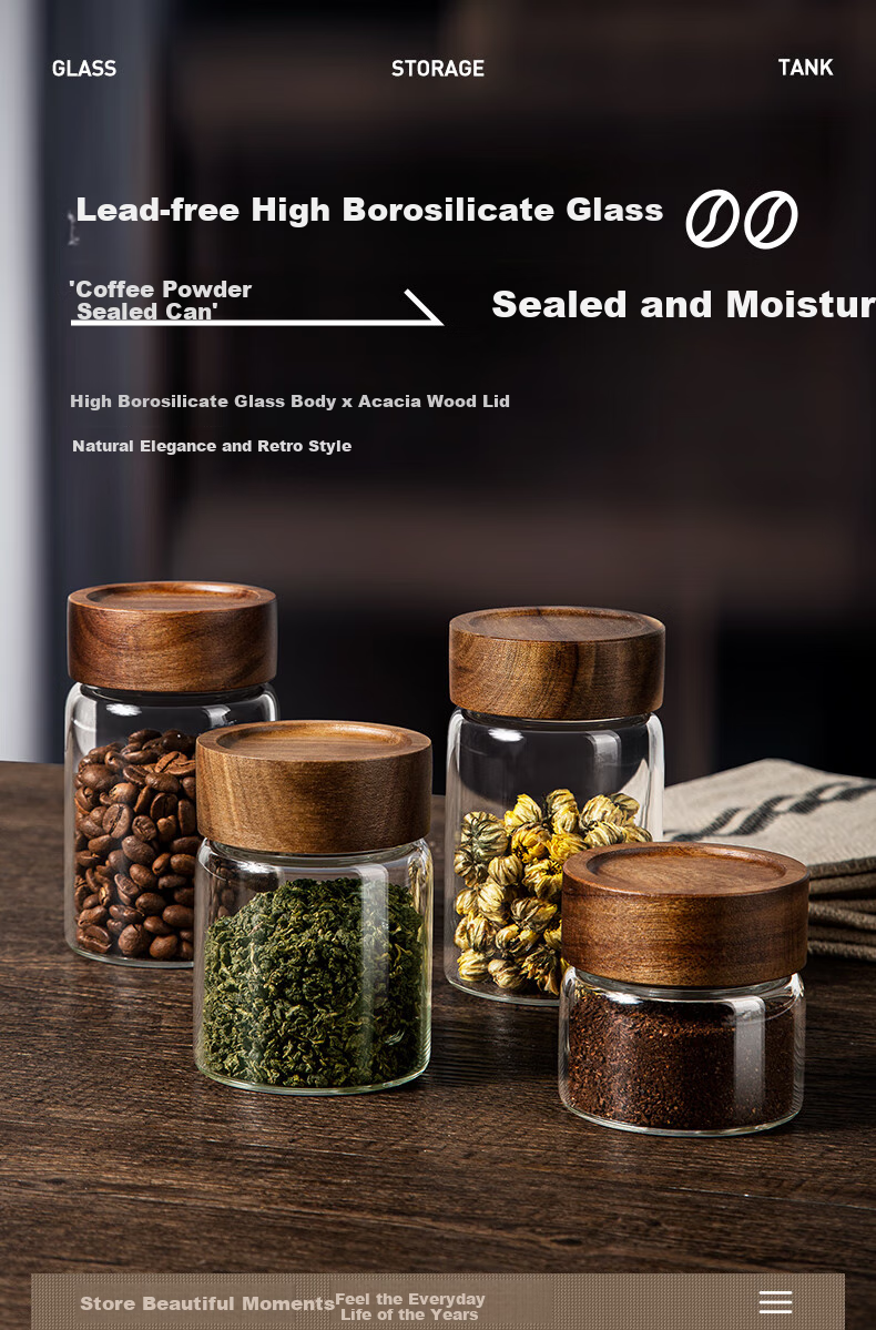 Newair Glass Coffee Grounds Airtight Container, Coffee Bean Storage Jar, Mini Portable Food-Grade Tea Storage Container 1