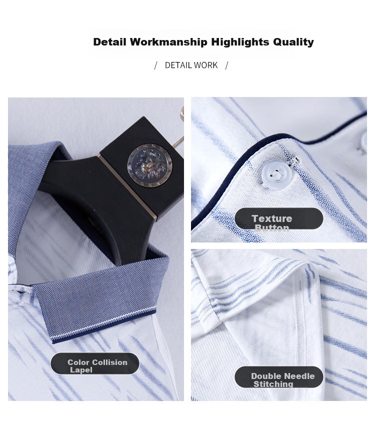 Andongniao [11.4% Mulberry Silk + 88.6% Cotton] Natural Fiber Men's Short-Sleeve Polo Shirt, Summer Collared Skin-Friendly Breathable T-Shirt 5