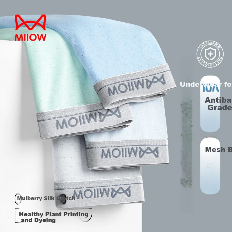 Комплект мужских трусов MiiOW, 4 шт., ледяной шелк, летние, тонкие, дышащие, антибактериальные, для подростков