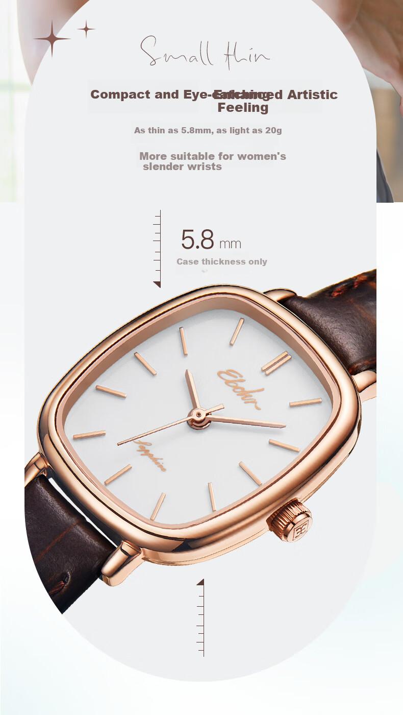 EBOHR Women's Watch, Kana Series, Fashionable White Dial Quartz Ladies Watch, Gift for Girlfriend's Birthday Or Mid-Autumn Festival, Model 51653446 8