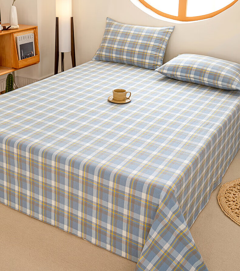 Wuyinliangpin Class A Washable Pure Cotton Single Bed Sheet, Cotton Double Bed Sheet 230*245cm Bed Cover 1