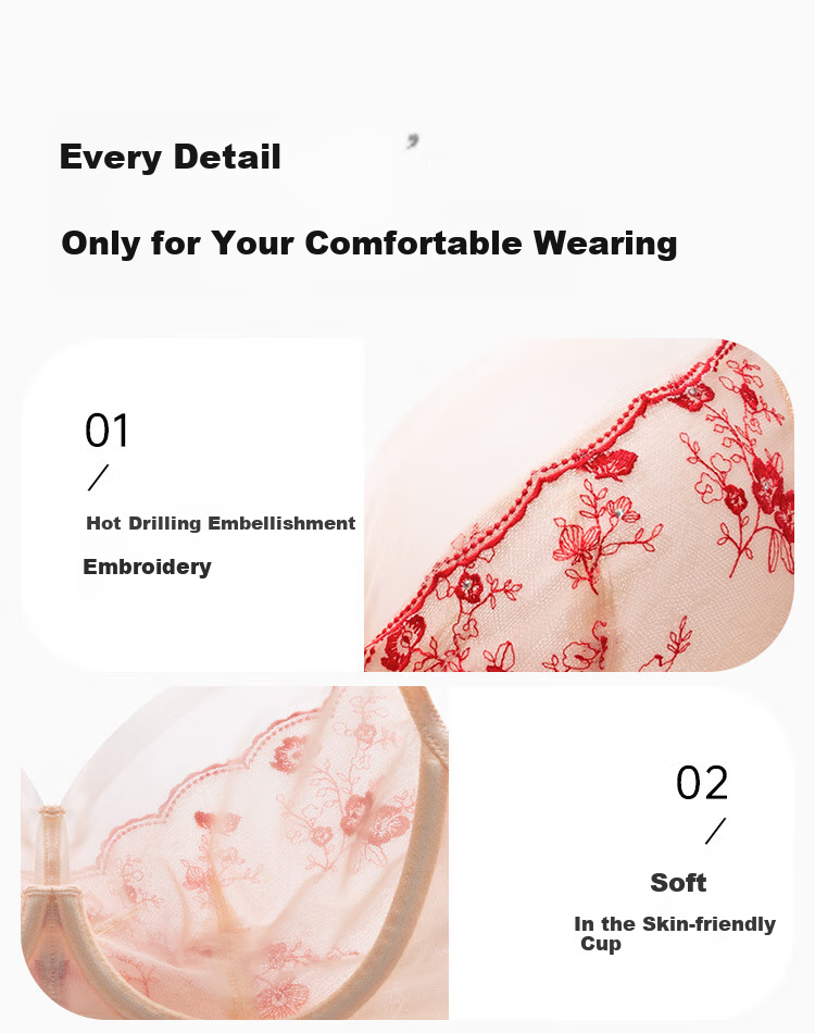 Ordifen Women's Embroidered Push-Up Soft Wireless Bra, Zodiac Year New Vintage Moisture-Wicking Embroidered Brassiere XB4320 9