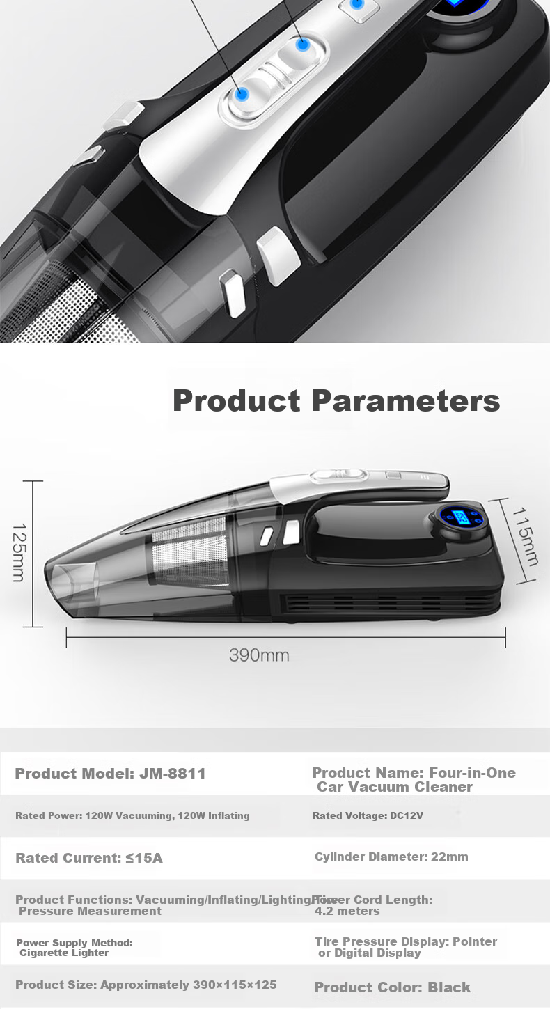 Jumu Car Vacuum Cleaner with Air Pump, Dual-Purpose Four-In Multifunctional Handheld High-Power Vacuum Cleaner JM-8811 16