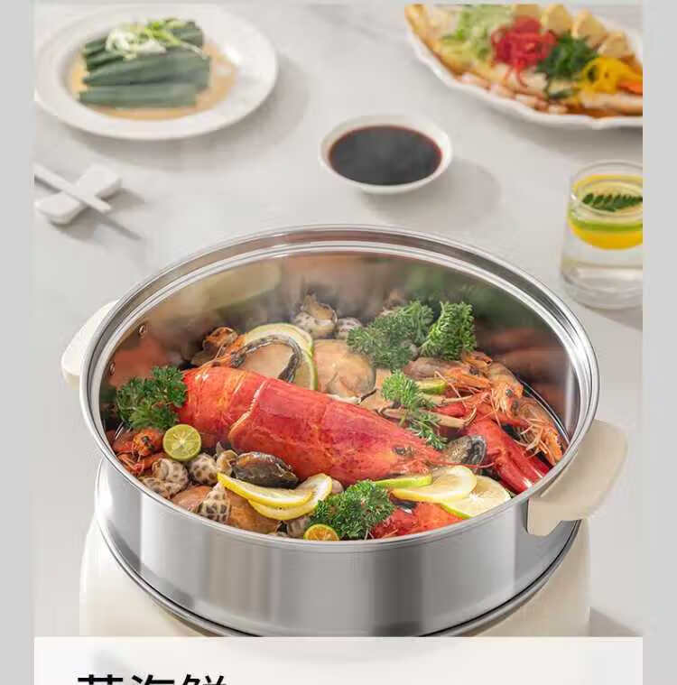 Joyoung 2026 New Stainless Steel 3-Layer Large Capacity Electric Steamer with Double Circulation and High Heat Fast Steaming for Fish Multifunctional Household Electric Cooker 11