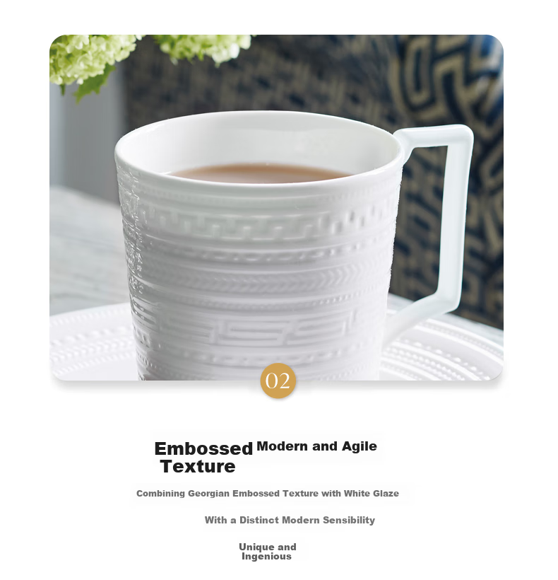 Wedgwood Mid-Autumn Festival Gift, Italian Relief Mug Pair, Bone China Mugs, 2 Pieces for Home Use, Coffee Cups And Tea Cups 2