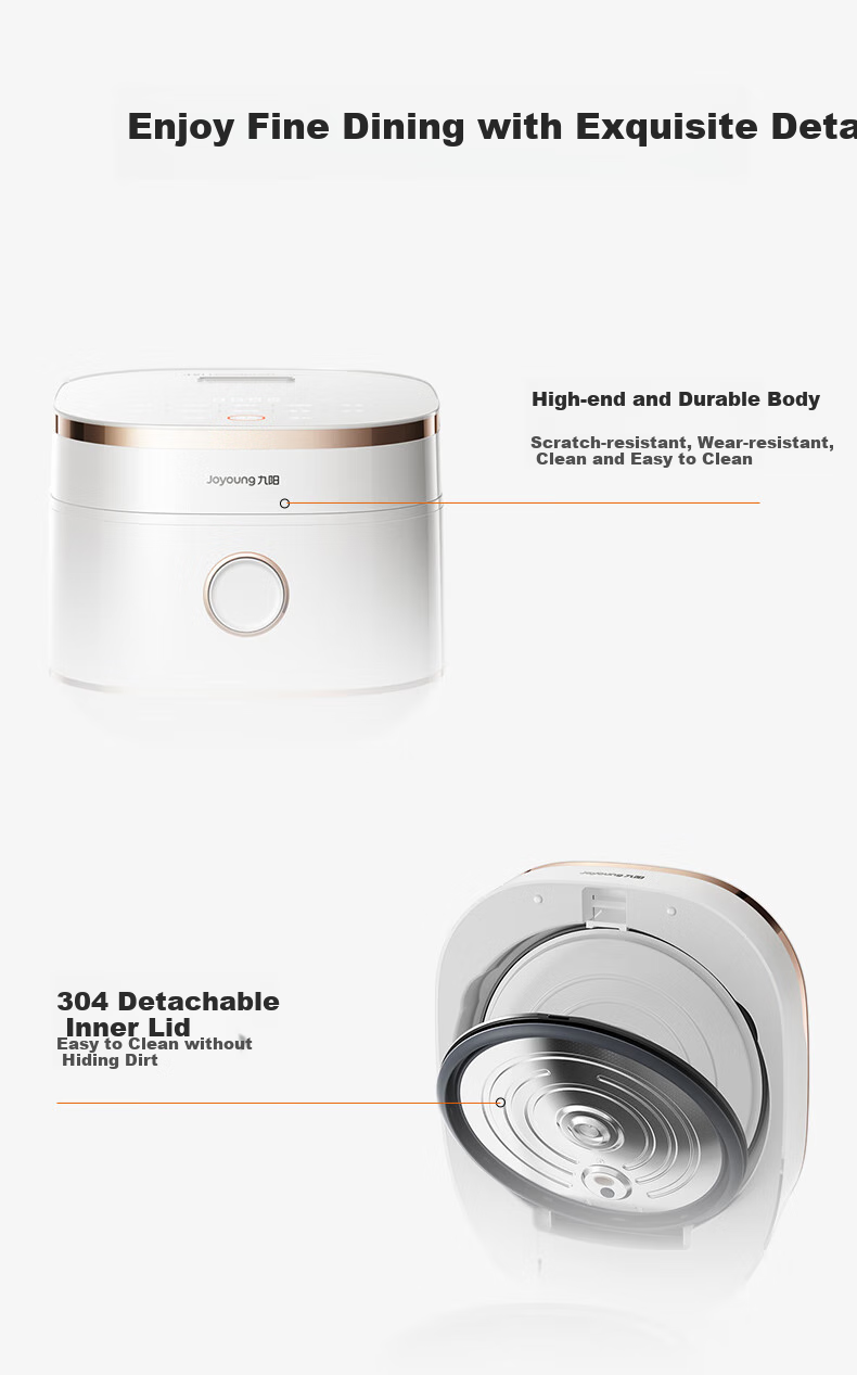 Joyoung [Full Honeycomb 0 Coating] 316L High-Purity Titanium Inner Pot, Low-Sugar IH Far-Infrared Heating Electric Rice Cooker, 4-Liter Capacity for 3-4 People, 8A Rice, Subsidy 40N1F 24