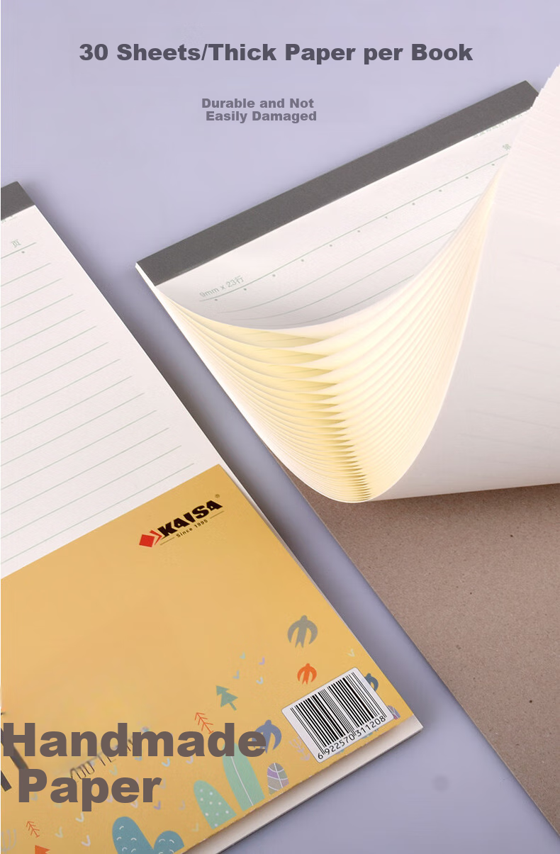 KAISA 16K/30 Sheets Lined Exercise Paper, 3-Pack, Green Single-Lined Writing Pad for Composition Practice And Letter Writing, Elementary to High School Student Notebook Paper 3