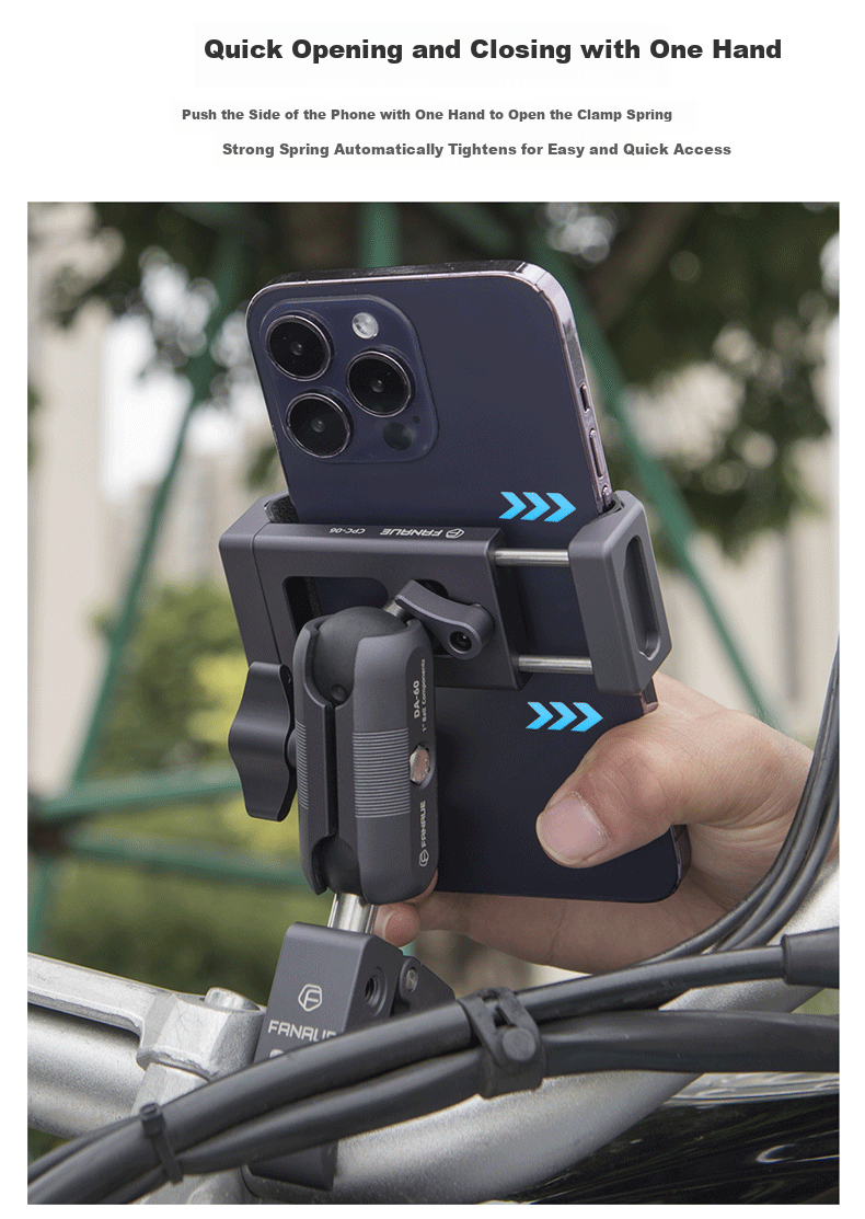 FANAUE FANAUE Metal Motorcycle Phone Holder, Electric Bike Bicycle Riding Navigation Quick-Release Shockproof Bracket CPC-06T6F 4