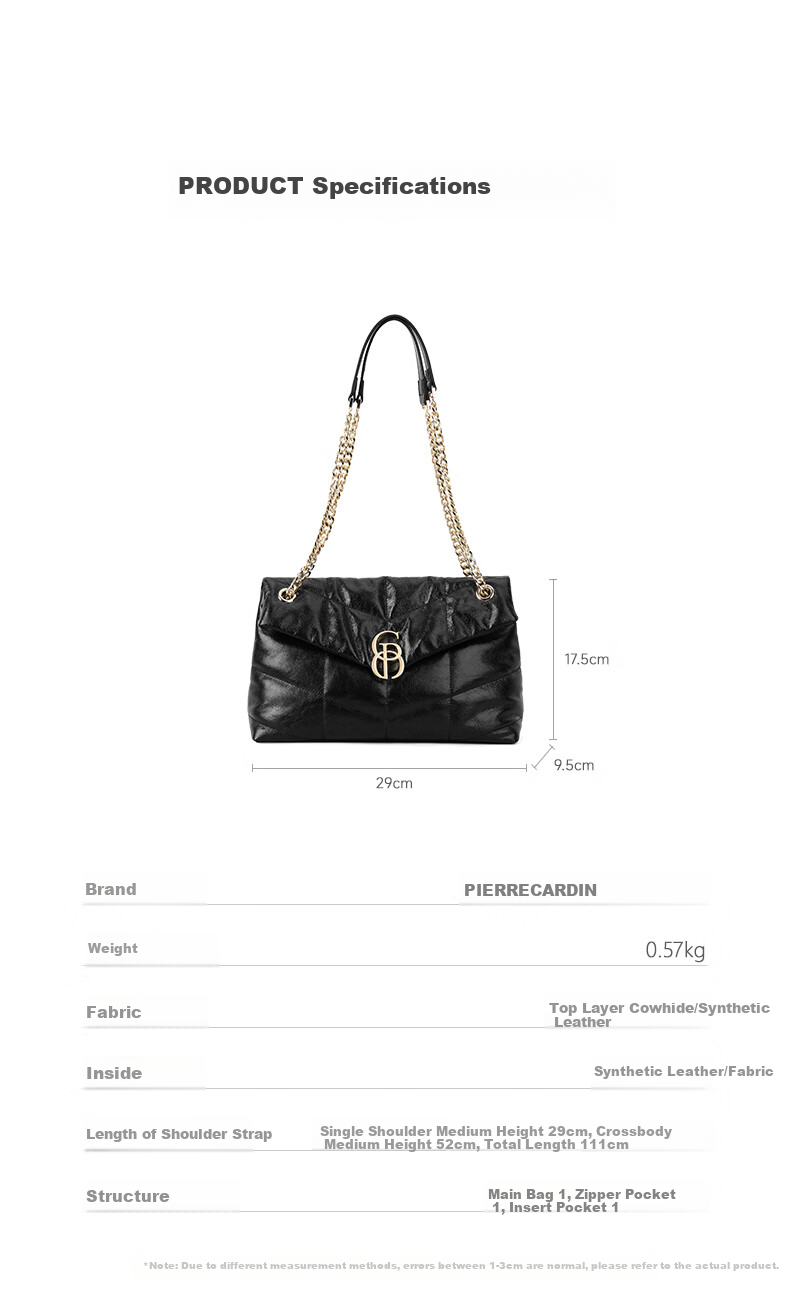 Pierre Cardin Small Square Handbag, Women's Leather Crossbody Bag, Ladies' Chain Bag, Practical Mother's Day Gift for Mom 14
