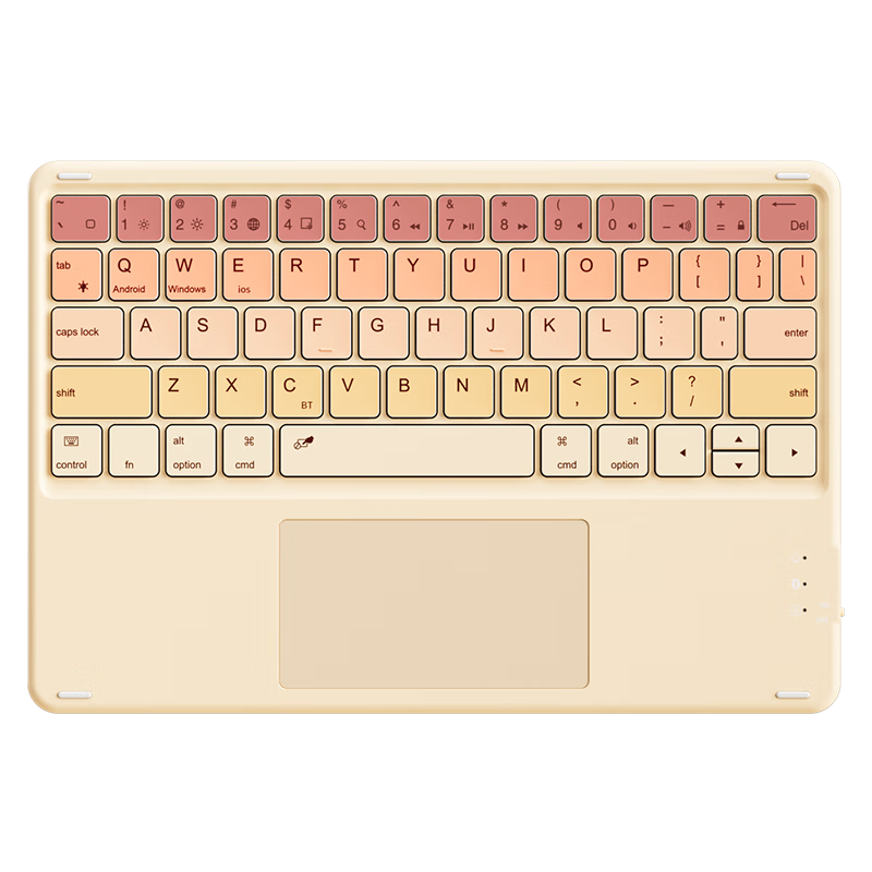B.O.W Hangshi HB323B IPad Wireless Bluetooth Touch Five-Level Backlit Keyboard Ultra-Thin Silent Color-Block Keyboard for Women, Compatible with Apple Huawei Xiaomi Tablets, Portable, Milk Tea Color