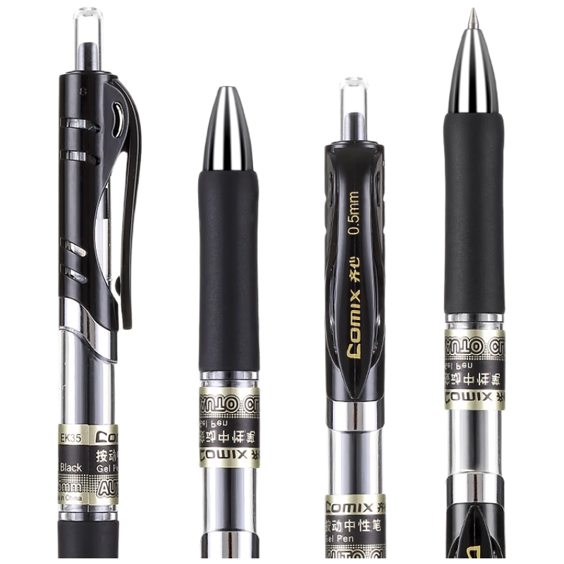 COMIX Gel Pen, Signature Pen, Retractable Pen with Bullet Tip, 0.5mm Black Ink, Quick-Drying for Office And Exams, 12-Pack, EK35 Conference Signing Pen [Best-Selling Product]