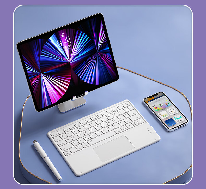 B.O.W Hangshi HB321 Ultra-Thin Bluetooth Wireless Touch Keyboard Compatible with IPad, Xiaomi, Huawei, Apple Tablets, Smartphones, Laptops, Quiet Charging Keyboard Zhuyu Pink 5
