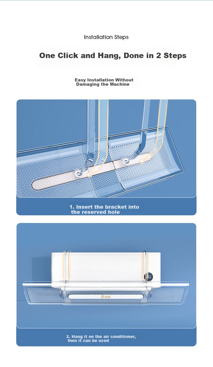 MARYYA Air Conditioner Wind Deflector, Widened to 95CM, Extendable, Prevents Direct Blowing, Suitable for Postpartum Women, Hanging Air Conditioner, Air Outlet Cover 10