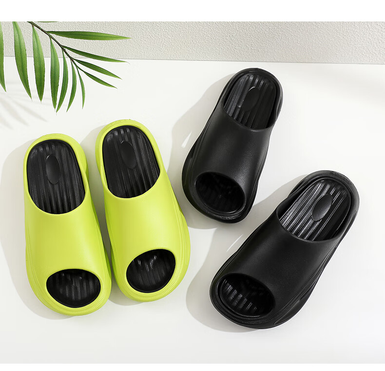 GUOLUOFEI Men's Slippers for Outdoor Wear, Summer Non-Slip Wear-Resistant EVA Thick-Soled Sports Casual Beach Sandals, White, Size 44-45 2