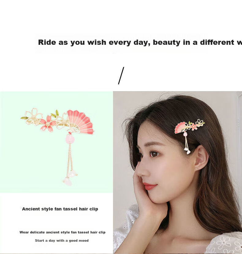Gunai Vintage-Style Hair Clip, Women's Bangs Tassel Side Clip, Barrette Hair Accessory, Birthday Gift for Girlfriend 3