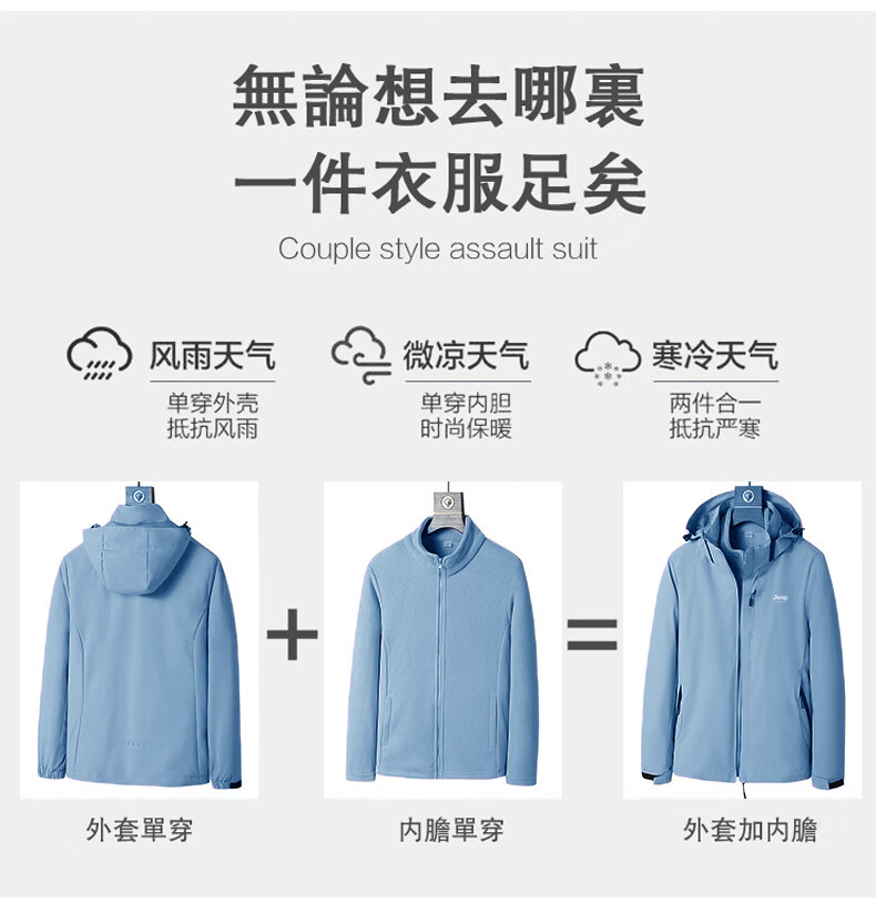 JEEP SPIRIT Men's Jacket New Autumn Winter Outdoor Windproof Waterproof Coat 6266 Black [3-in-1] 5XL 2