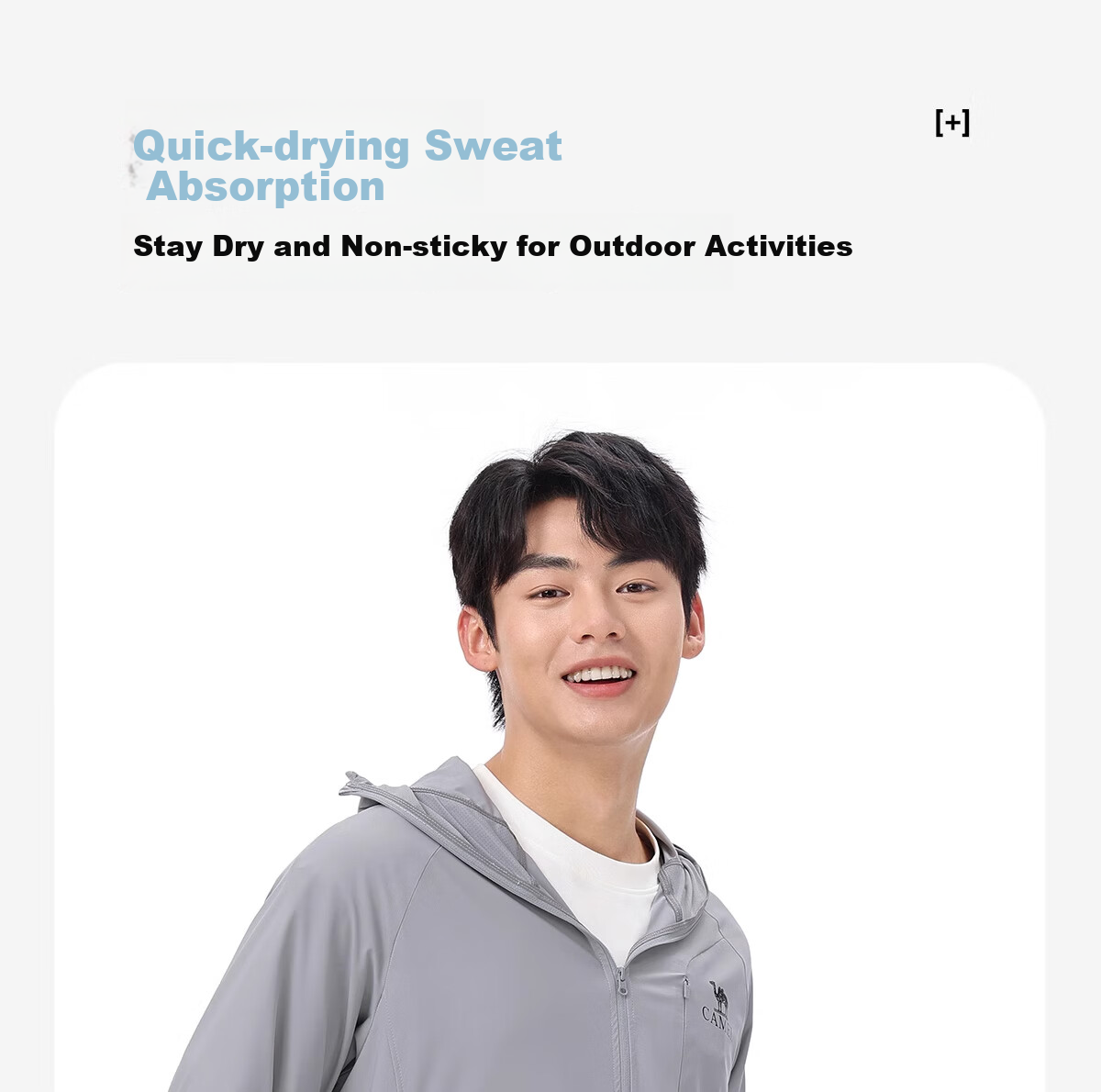 CAMEL Cold White Outdoor Sun Protection Jacket, Spring/summer 2025 Men's Style, Original Yarn Cool-Feeling Black Gel Sun Protection Coat, V083 M 8