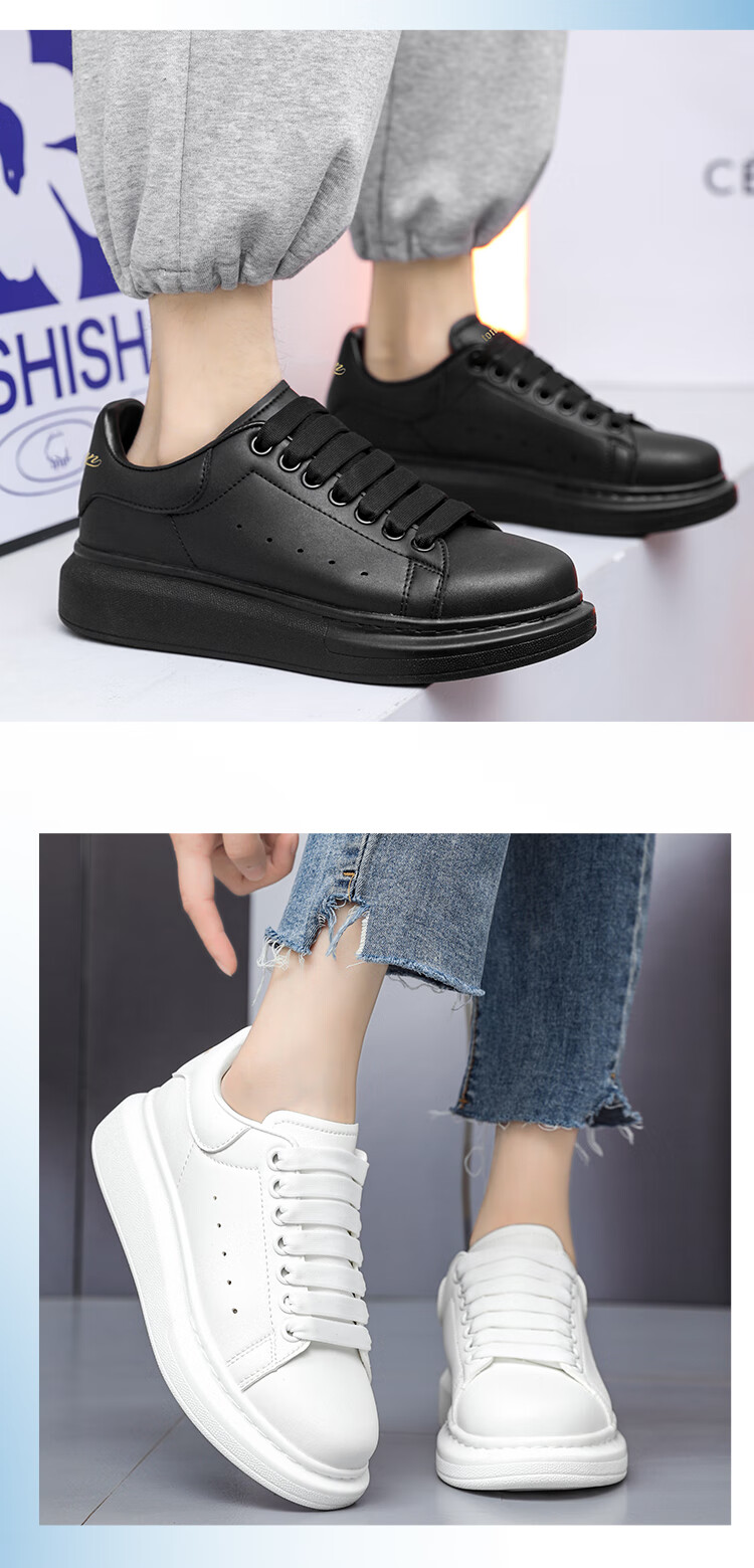 TonLion Women's Shoes, Autumn Thick-Soled White Sneakers, Casual Skateboard Shoes for Women, Versatile Sports Shoes, White And Black, Size 35 20
