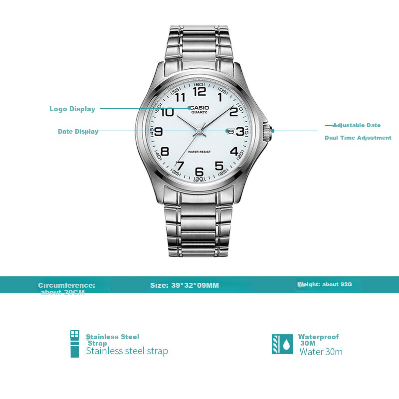 CASIO Men's Quartz Analog Watch, Stainless Steel, Valentine's Day Gift, MTP-1183A