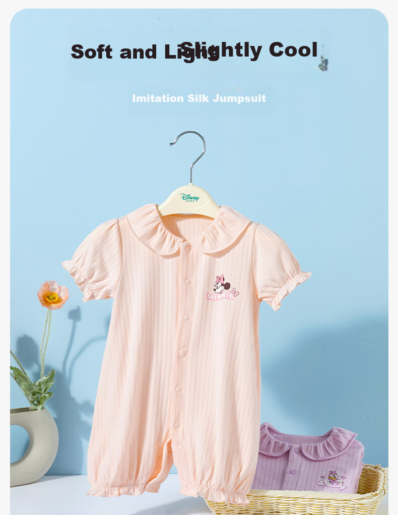 Disney Girls' Fashion Casual Romper Jumpsuit Summer New Style, Light Purple, 90cm 3
