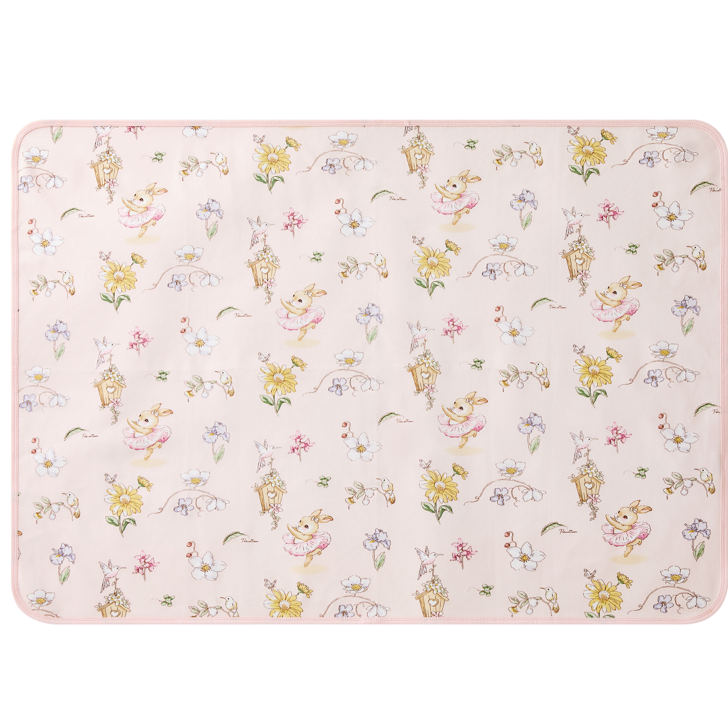 PurCotton Baby Antibacterial Knitted Composite Diaper Pad, Pure Cotton Washable Waterproof Breathable Bed Sheet, Garden Time, 90×70cm