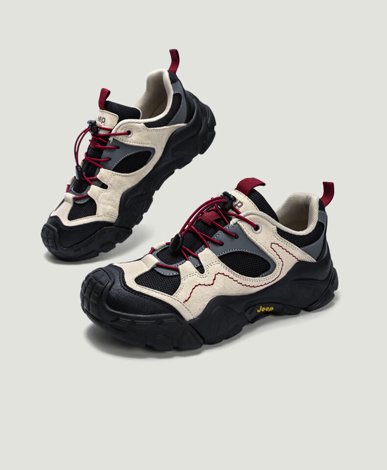 Jeep Women's Ugly Cute Hiking Shoes Autumn Winter Outdoor Breathable Thick Sole Non-slip Lightweight Sports Shoes Black Gray Size 40 10