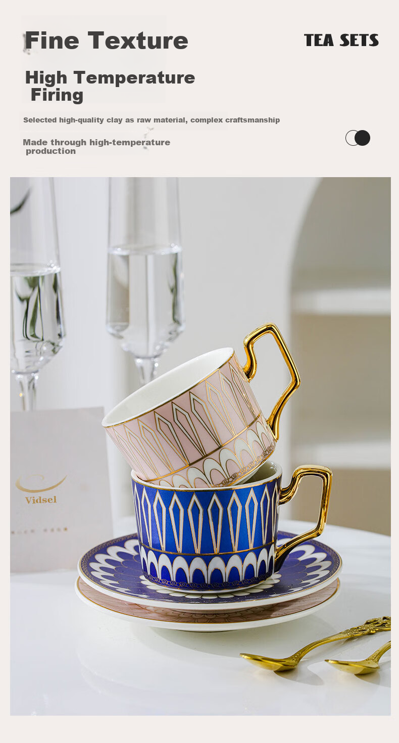 Vidsel Luxury Ceramic Coffee Cup and Saucer Gift Set High-Value Gift Box Couples Gift New Wedding Birthday Housewarming 13