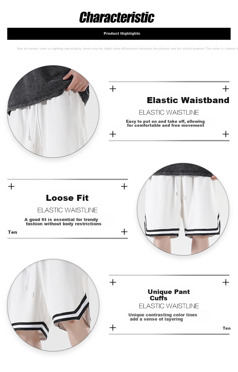 IZEXX American-Style Sports Shorts for Men, Summer Loose Basketball Pants, Breathable Quick-Dry Casual Knee-Length Shorts IZ56 Black XL 3