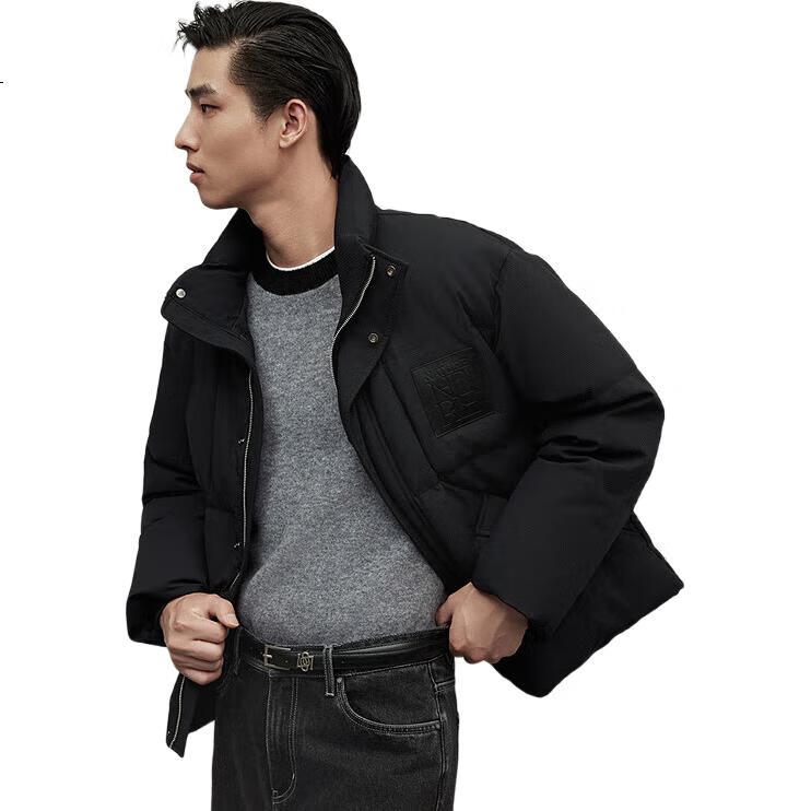 GXG Men's Commuter Stand-Collar Blazer, Winter 2024 New Arrival, Black, Size 185/XXL