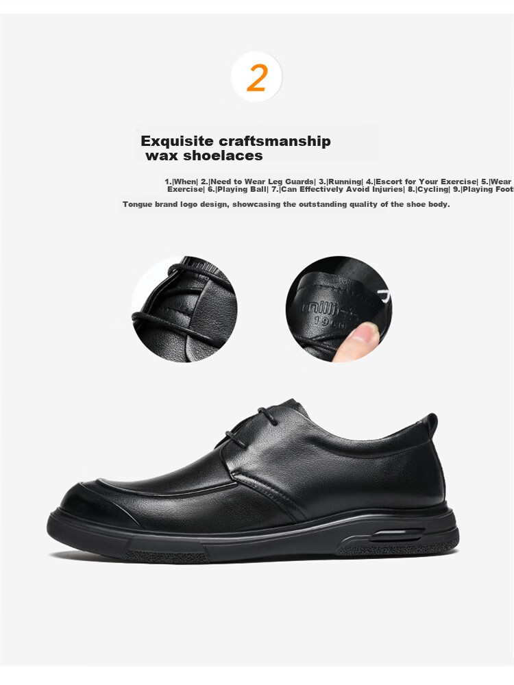 Millies Top-Grain Leather Men's Formal Business Casual Leather Shoes, Graduation And Job Interview Derby Shoes U1387, Black, Size 43 9