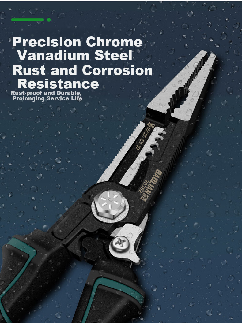 Baolian Electrician's Pliers, Multi-Functional Wire Cutters, Tiger Pliers, Universal Pliers, Electrician's Needle-Nose Pliers, Electrician's Pliers, Wire Cutters, Hand Pliers 9