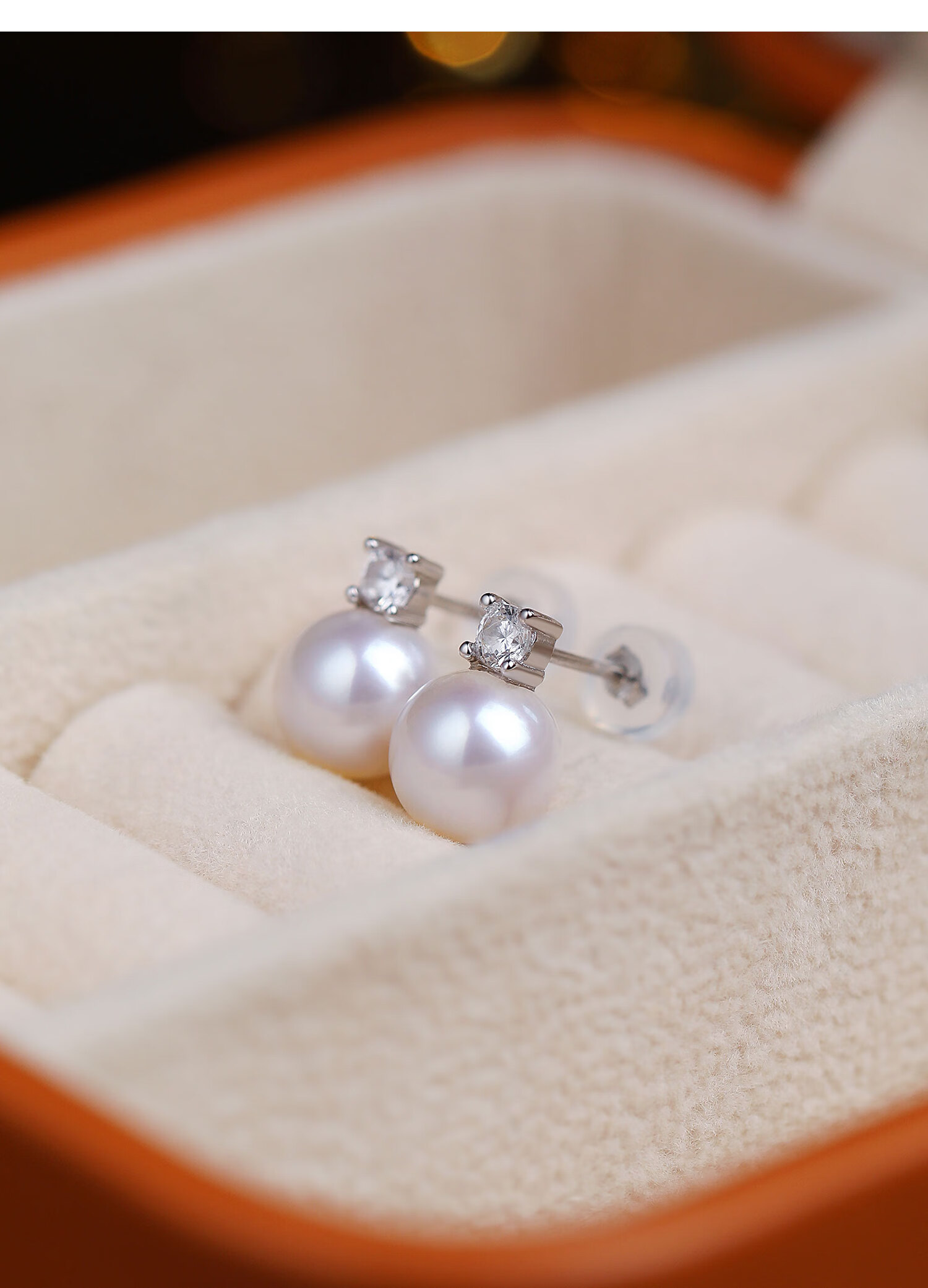 Daimi S925 Silver 10-11mm Round Freshwater Pearl Stud Earrings Princess Style Mother's Day Gift for Girlfriend Wife 4
