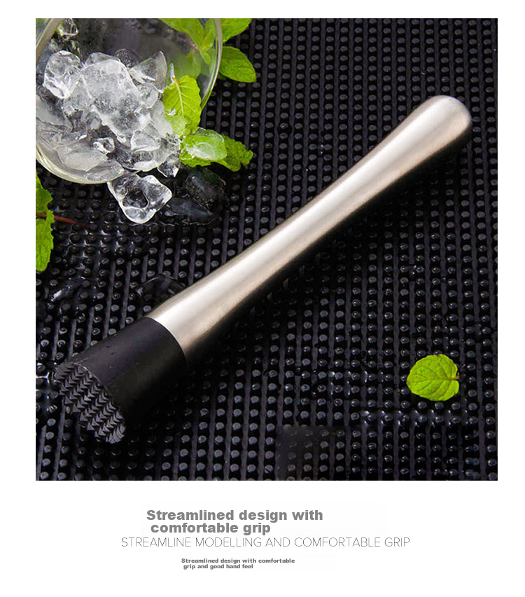 Quanshi 304 Stainless Steel Ice Crusher, Cocktail Muddler, Cocktail Shaker Tool, Juice Press, Milk Tea Stick, Hand-Shaken Lemon Muddler 6