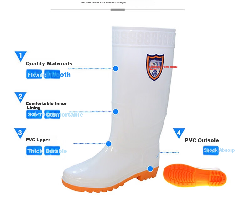 Warrior Women's Tall Rain Boots, Rubber Shoes, Waterproof Shoes, Oil-Resistant Food Boots, Kitchen Shoes HXL62-B White 39 5